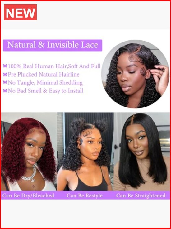 14 Inch Bob Wig Human Hair 13x6 Frontal Lace Wig 200% Density Pre Plucked Short